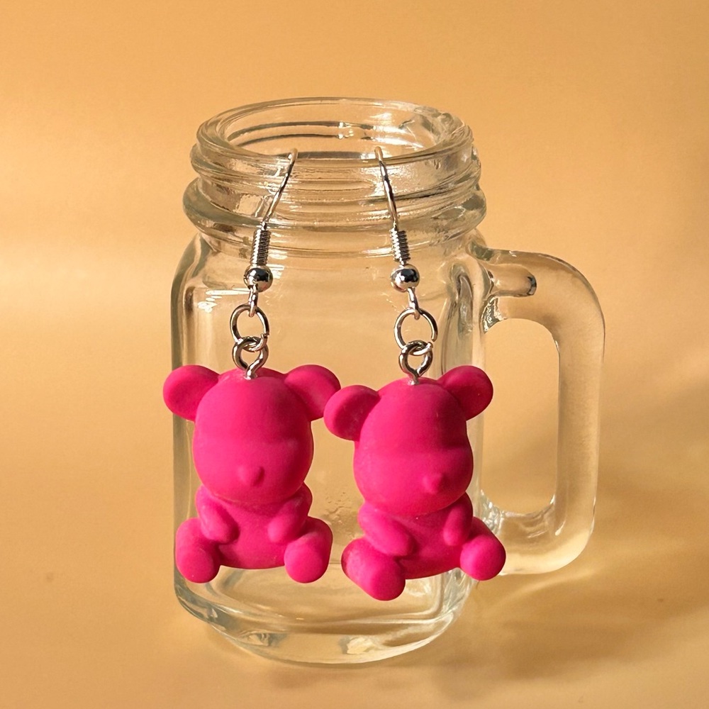 Pink Teddy Bear Earrings